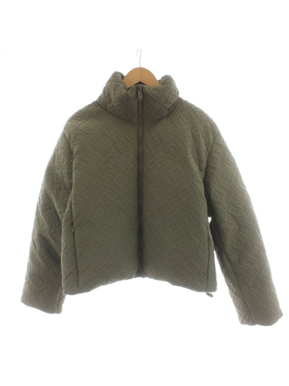 Fendi Skims Down Jacket Logo All Over Print Khaki Agnr S